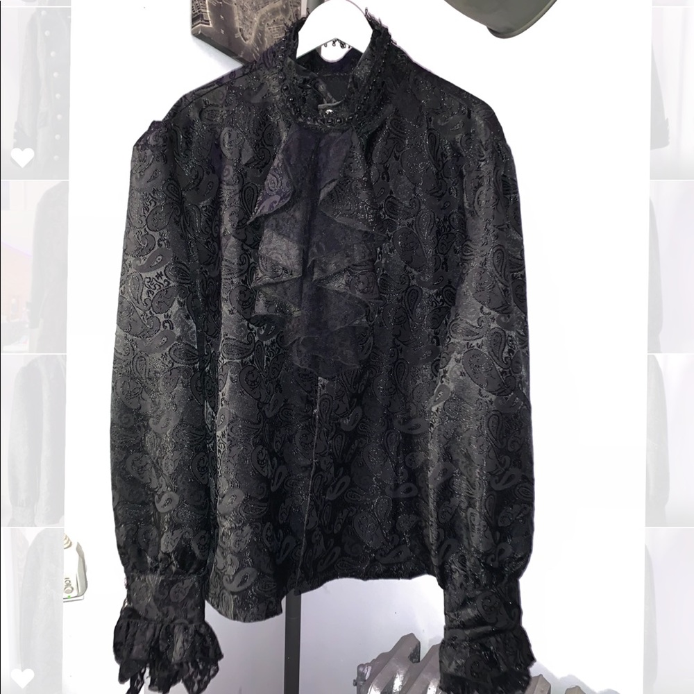 Victorian Colored Shirt & Ruffled Neck Piece